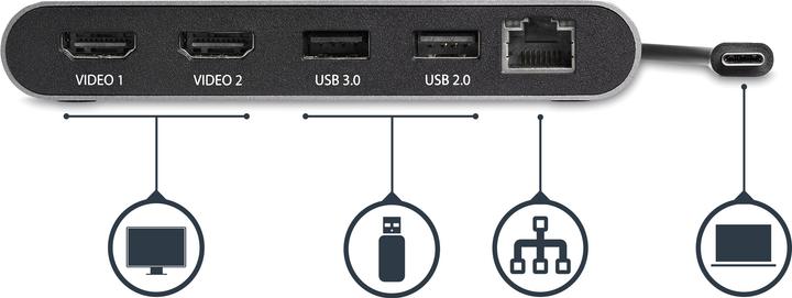Produktbild StarTech TB3DKM2HD (USB-C, 1 Ports)