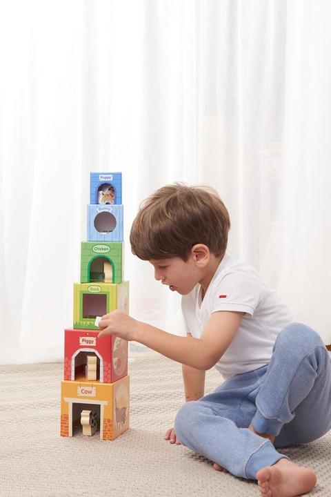Actual product image Spielba Stacking tower with wooden animals