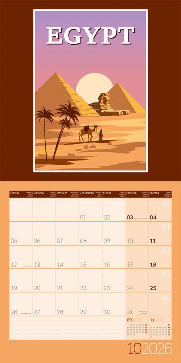 Produktbild Vintage Voyage - Reiseposter - Kalender 2026 - 30x30 (30 x 30 cm, Harter Einband, Deutsch, Französisch, Englisch)