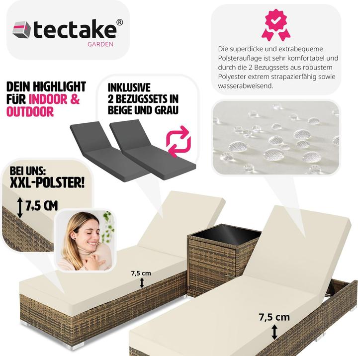 Immagine prodotto tectake Sedie a sdraio in rattan (184 cm)