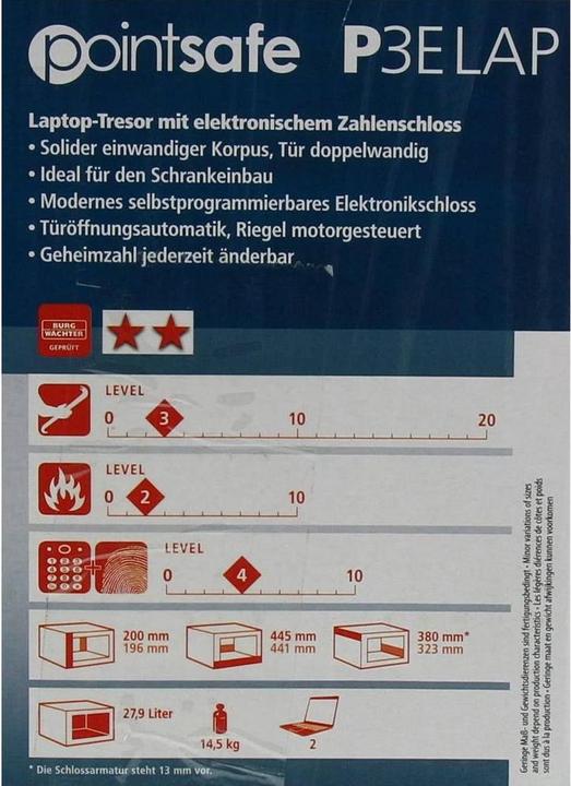 Produktbild Burg Wächter Laptop Safe Point-Safe P 3 E LAP (27.90 l)