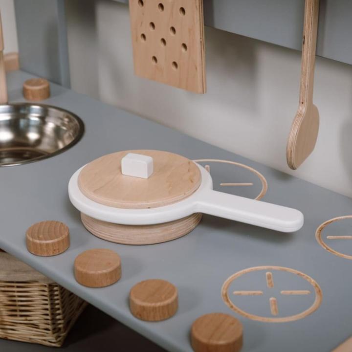 Produktbild Activity Board Holzspielzeugset, Küchenutensilien, tolles Geschenk, Kochset für Kinder - Topf und Pfanne, Lachs