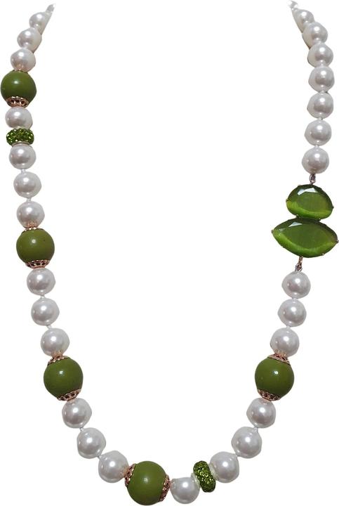 Actual product image L'Officiel Collana perla a nodi con inserti verdi