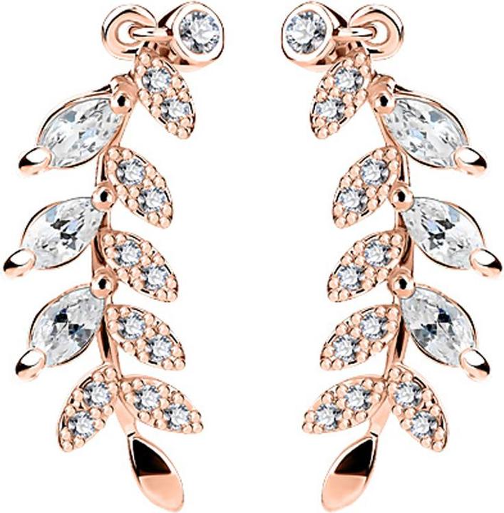 Actual product image Star Piercing Ear Climber Earring rose gold with crystal leaf