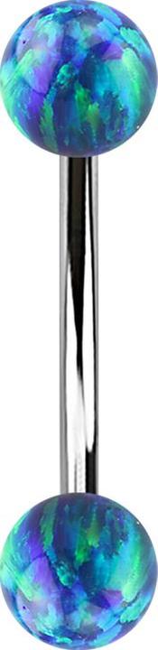 Immagine prodotto Star Piercing Micro banana argento con due sfere blu opale (Acciaio chirurgico 316L)