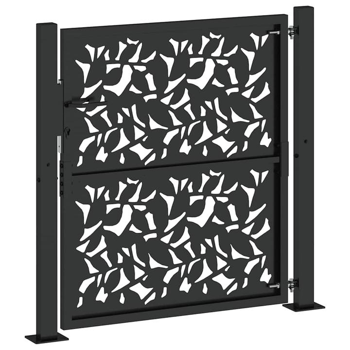 Productafbeelding VidaXL Tuinpoort zwart 105x105 cm stalen blad design hek buitenpoort