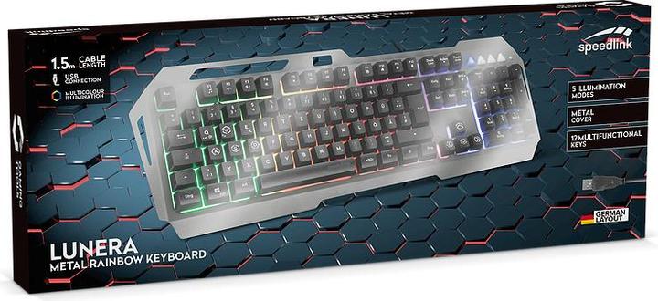 Immagine prodotto Speedlink LUNERA Wired, USB Gaming Keyboard tedesca retroilluminata, QWERTY, Windows® Nero (DE, Cablato)