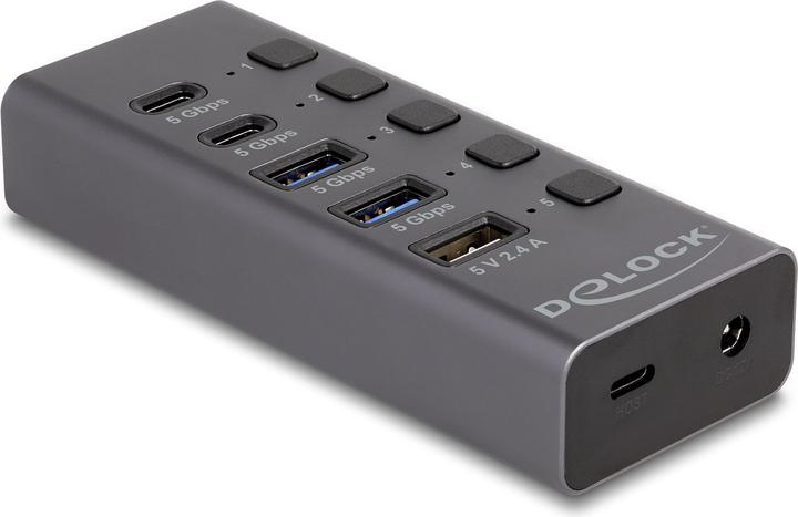 Delock USB 5 Gbps Hub mit 2 x USB Typ-A und 2 x USB Type-C B (USB-A, USB-C, 5 Porti)