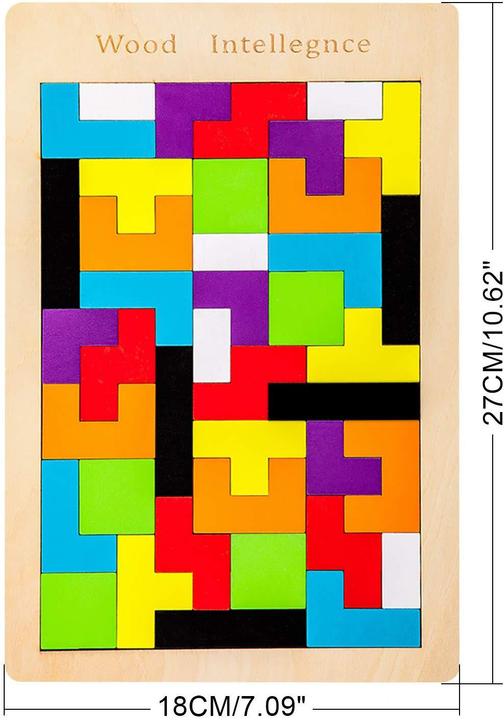 Actual product image PhoneLook Puzzle en bois Tetris, énigmes, blocs de construction en bois, éducation, découverte, enfant