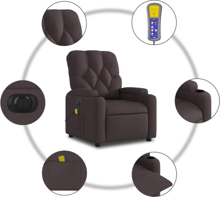 Produktbild VidaXL Massagesessel Fernsehsessel Relaxsessel Liegesessel Dunkelbraun Stoff