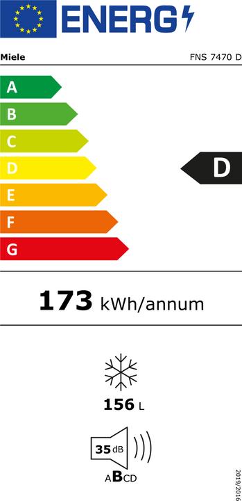 Label énergétique Miele FNS7470DL (Encastrable, 156 l)