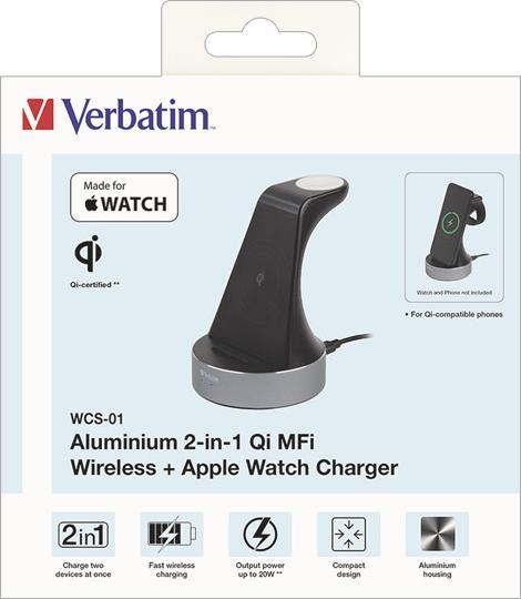 Actual product image Verbatim 2 in 1 Qi Wireless+Apple Watch Charger (20 W)