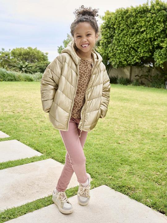 Produktbild Vertbaudet Glänzende Mädchen Light-Steppjacke mit Kapuze, Recycling-Polyester (128)