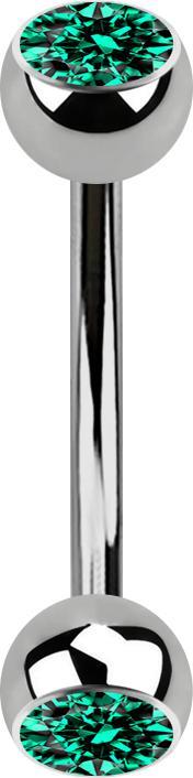 Produktbild Star Piercing Banane silber mit zwei Kugeln Kristall türkis (ohne Messing, Titan G23)