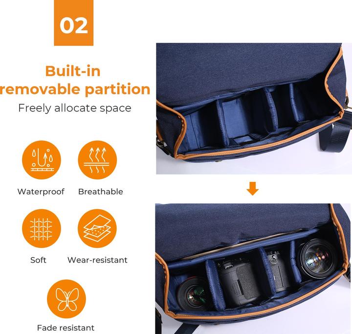 Image du produit K&F Concept Sac à bandoulière 10 litres (KF-13.062V1) (Sac à bandoulière pour appareil photo, 10 l)