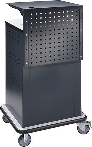 Actual product image eurokraft basic Laptop and equipment trolleys, with roller shutter, charcoal RAL 7016. (25 kg)