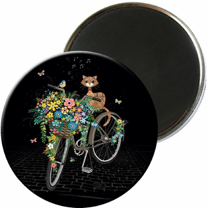 Actual product image Kiub round magnet bicycle cat bug art jewels (1 x)