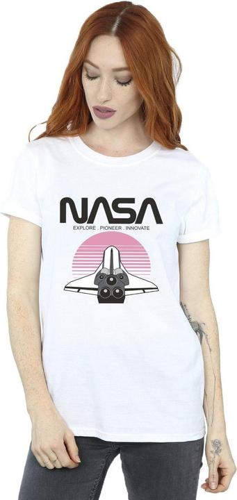 Actual product image Nasa Womens/Ladies Space Shuttle Sunset Cotton Boyfriend T-Shirt (XL)