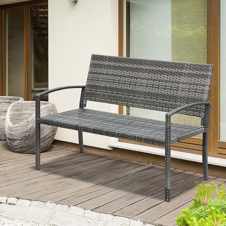 Produktbild Outsunny Gartenbank Rattanoptik mit Stahlrahmen
