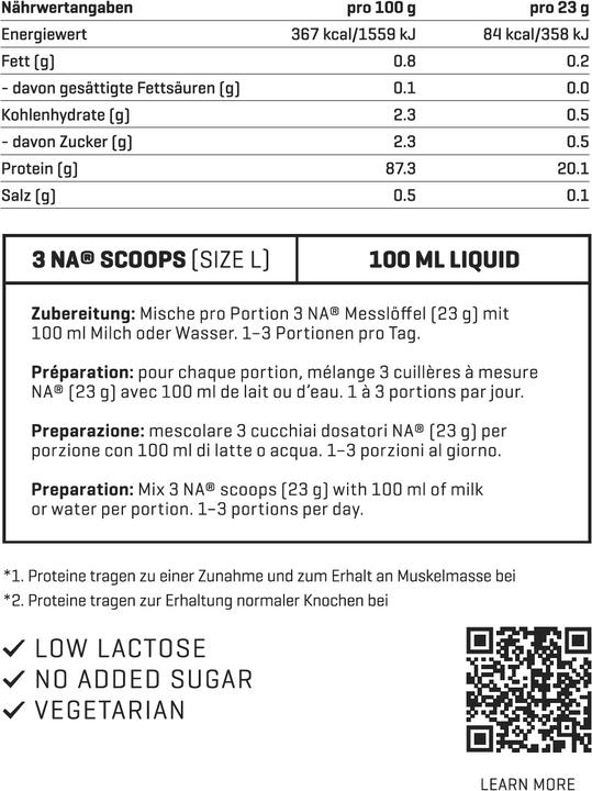 Valeurs nutritives et ingrédients Nutriathletic Whey Protein Isolate (Tahitian Vanila, 1 pcs, 800 g)