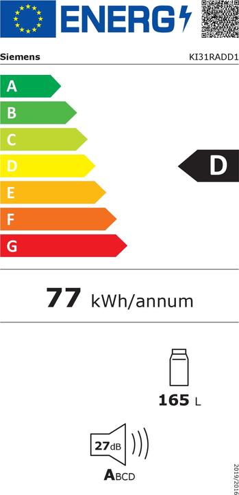 Energie-Label Siemens KI31RADD1 (Einbau, 165 l)