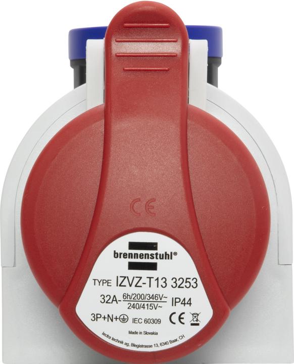 Actual product image Brennenstuhl Combination wall socket outlet with CEE 400V/32A 5-pin and T13 230V/10A 3-pin IP44