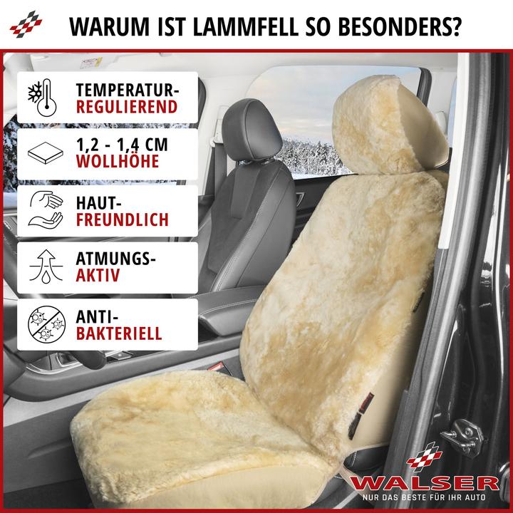 Actual product image Walser Car seat cover Iva lambskin single seat Zipp-It beige