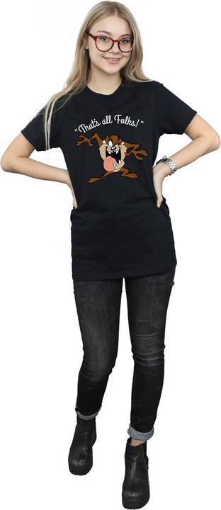 Actual product image Looney Tunes Womens/Ladies That's All Folks Taz Cotton Boyfriend T-Shirt (L)
