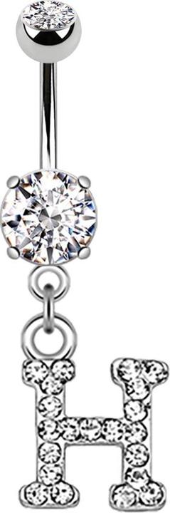Immagine prodotto Star Piercing Banana in argento con ciondolo in cristallo lettera H (Acciaio chirurgico 316L, Ottone)