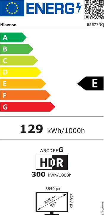 Energie-Label Hisense TV His 58E77NQ (null cm (null Zoll)) (58", QLED, UHD, 2024)