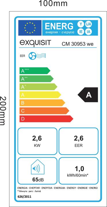 Energie-Label Exquisit CM 30953 (25 m², 9000 BTU/h)
