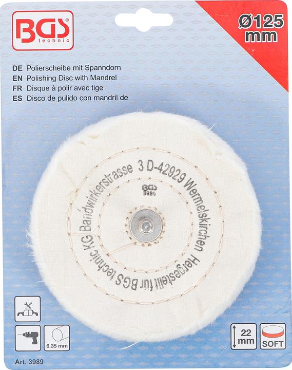 Produktbild BGS Polierscheibe mit Spanndorn 6 mm