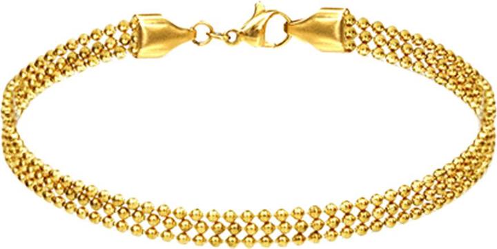 Actual product image Star Piercing Gold-plated bracelet three individual ball chains (17 cm, Surgical steel 316L, without brass)
