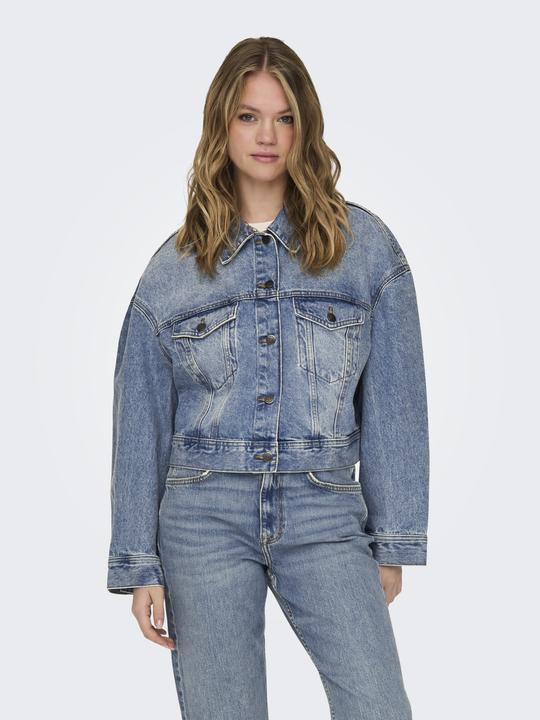 Actual product image Only Fly-away collar Low shoulder jacket Denim jacket (S)