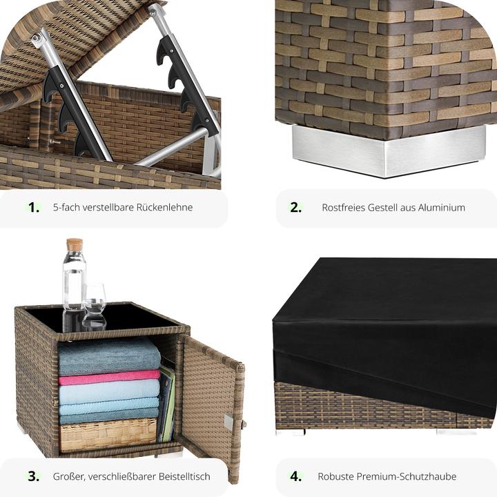 Immagine prodotto tectake Sedie a sdraio in rattan (184 cm)