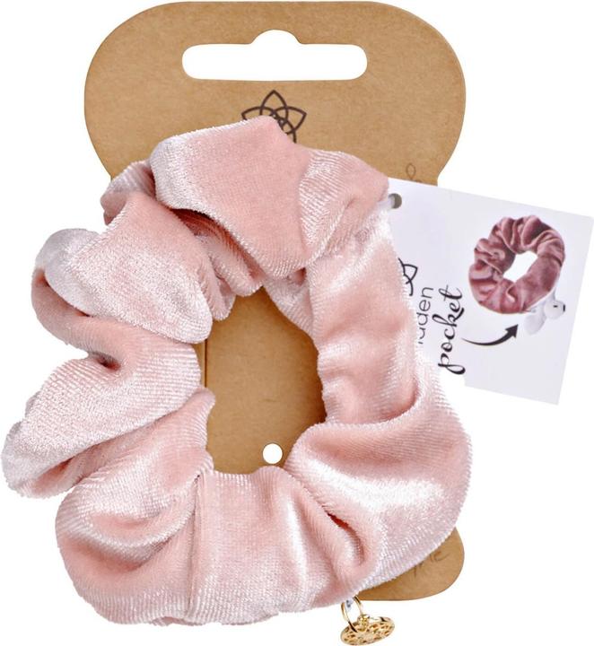 Actual product image Trisa Body Mind and Soul Scrunchie Yoga Velvet Zip Pink