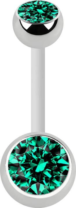 Actual product image Star Piercing Banana white with two balls silver crystal turquoise (Surgical steel 316L, without brass, Bioflex)