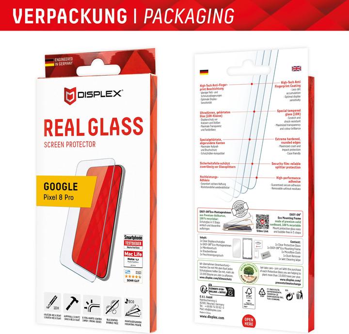 Displex Real Glass, 2D Panzerglas (1 Piece, Google Pixel 8 Pro)