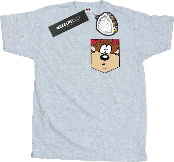 Immagine prodotto Looney Tunes Tasmanian Devil Face Faux Pocket Maglietta Uomo (XXL)
