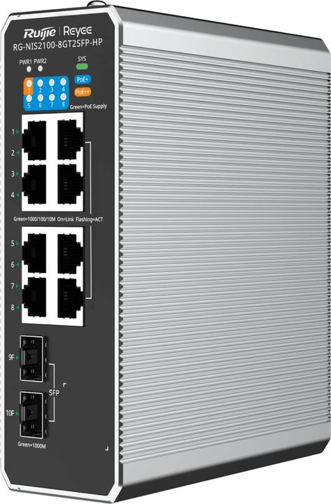 Immagine prodotto Ruijie Switch industriale Reyee RG-NIS2100-8GT2SFP-HP (10 Porti)