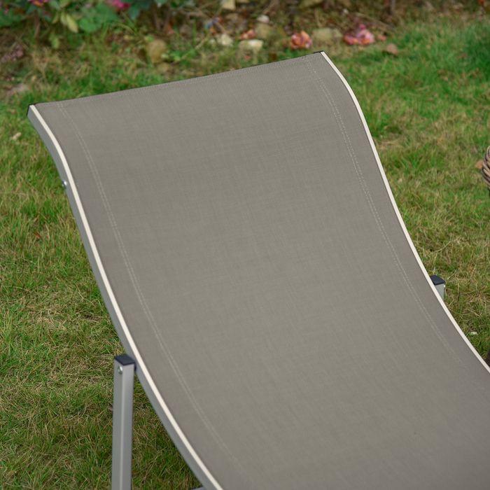 Image du produit Swisshandel24 Set de 2 chaises longues de jardin Bain de soleil en tissu Relax ergonomique Aluminium Texteline (165 cm)