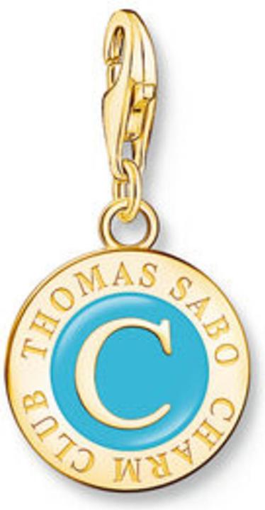 Produktbild Thomas Sabo Member Charm türkiser Charmista Coin vergoldet (Emaille, 925er Silber)