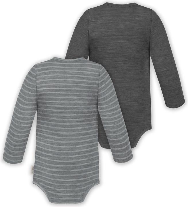Produktbild Normani 2er Set Unisex Baby Wickelbody Langarm-Strampler Einteiler aus Merinowolle - 9351 (86)