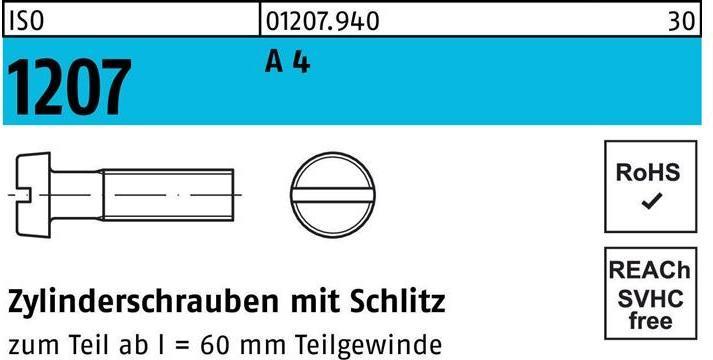 Produktbild Zylinderschraube ISO 1207 m.Schlitz M 5 x 6 A 4 (200 Schrauben pro Stück)