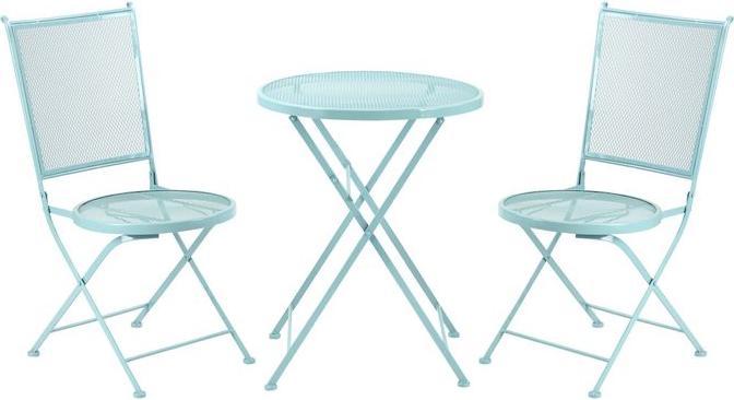 Produktbild Swisshandel24 Garten Sitzgruppe für 2 Personen Bistro-Set Garnitur 1 Tisch+2 faltbare Stühle für Terrasse Balkon M (55.50 cm)