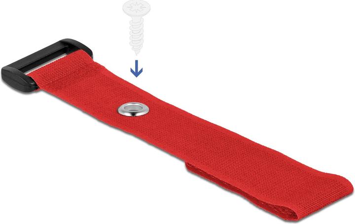 Immagine prodotto Delock Fascetta in velcro con anello e occhiello di fissaggio L 190 x L 25 mm rosso 5 pezzi (Fascette in velcro, 190 mm, 5 pz.)