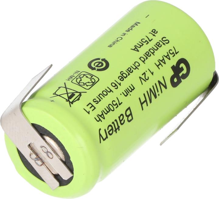 Produktbild GP Batteries GP Akku GP75AAH 2/3AA NiMH-Akku mit Lötfahne Z-Form 14x29mm (2/3 AA, 750 mAh)