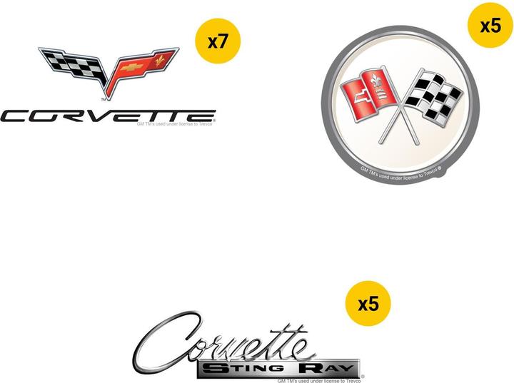 Immagine prodotto Chevrolet Corvette Deluxe Logo Adesivi Misura Confezione 50