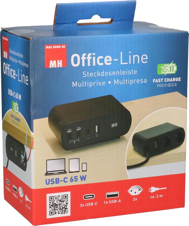 Actual product image Max Hauri Desktop Charger PD65W (6 x, USB-A, USB-C, Type 13, 2 m)