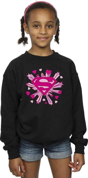 Image du produit - Sweat SUPERMAN PINK HEARTS AND STARS LOGO - Fille (152, 158)